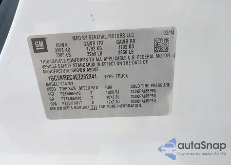 2014 Chevrolet Silverado 1500 1Lt from USA, damaged, VIN 1GCVKREC4EZ262341